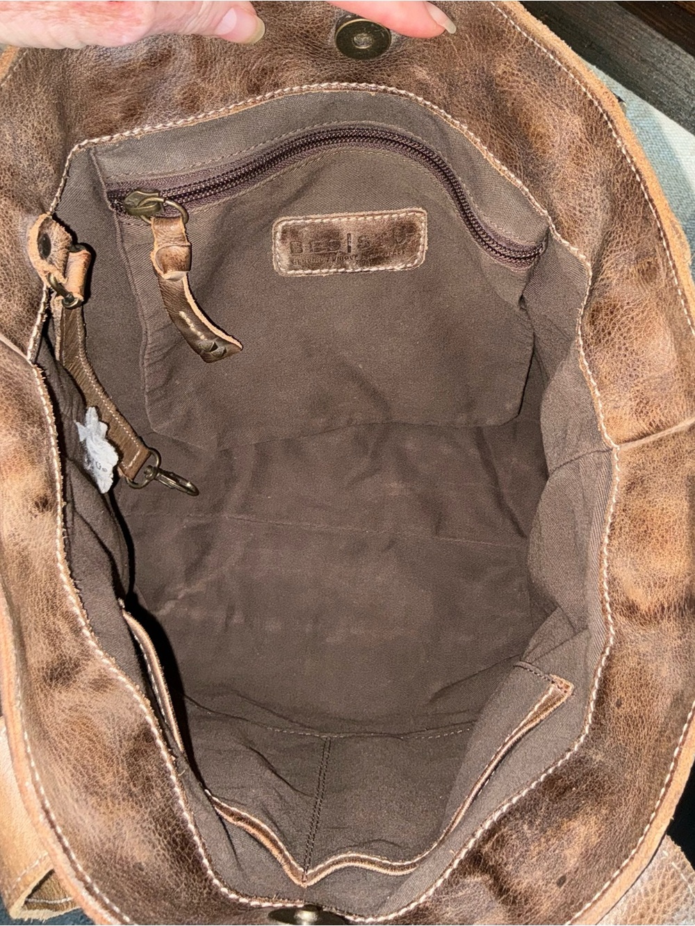 Bed Stu Leather Stevie Tote Shoulder Bag Brown Teak Rustic Retail $275 - Picture 12 of 13